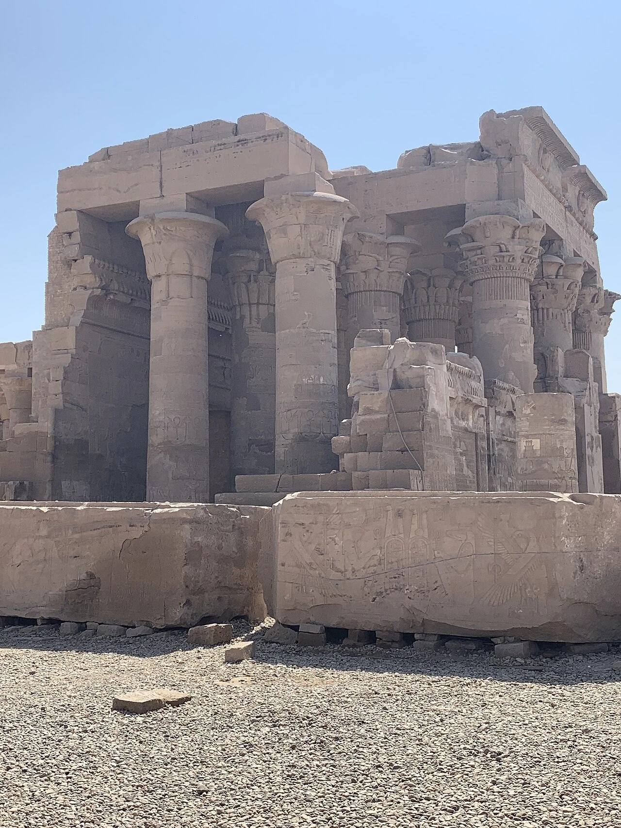 Columns and stone walls at Kom Ombo Temple